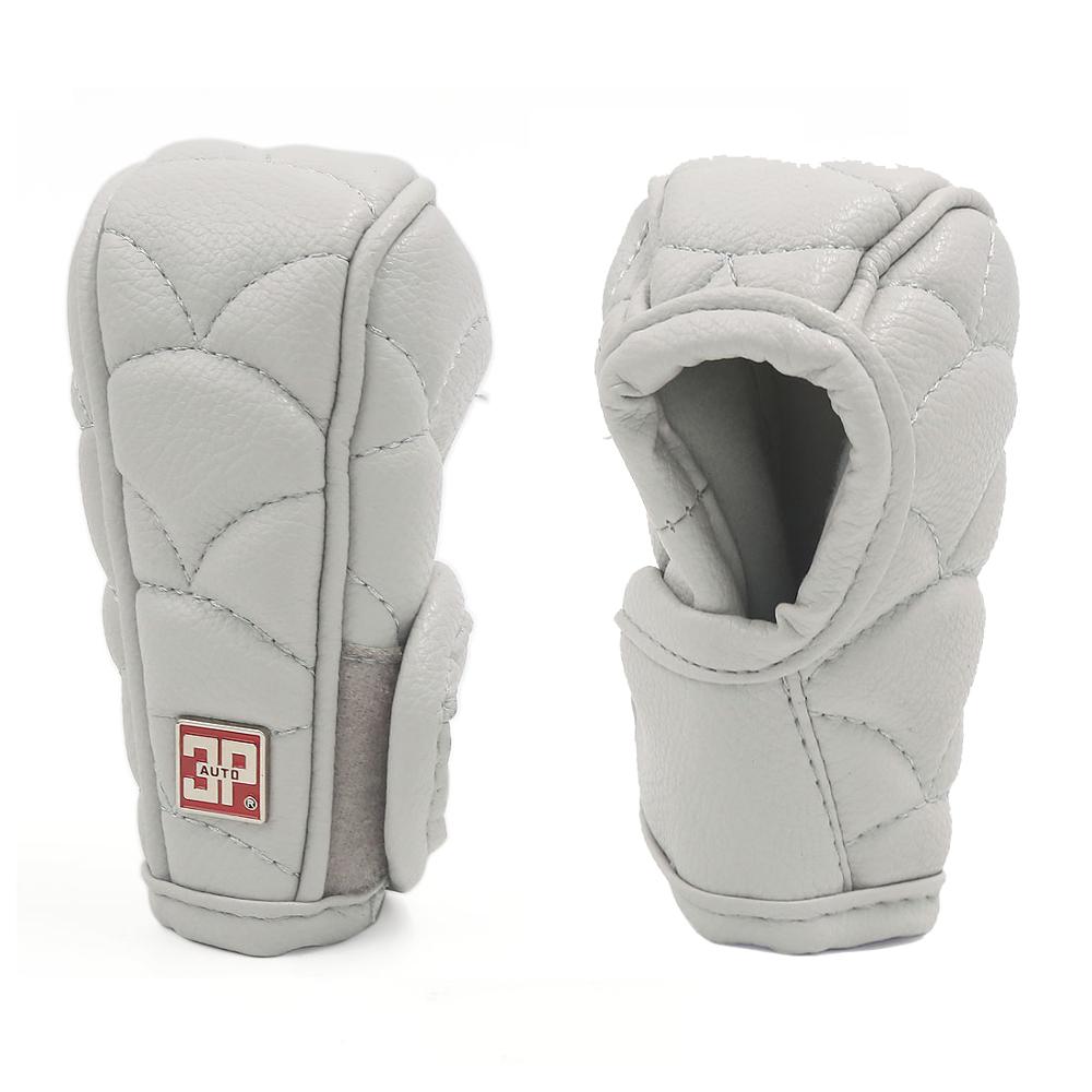 X Autohaux Gray Hoop Loop Fastener Nonslip Protective Cover For Manual Car Gear Lever Knob