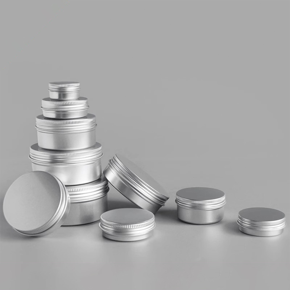 Boîte ronde vide en aluminium Portable, boîtes en métal et étain, bricolage crème argent, boîtier en aluminium, 5/10/15/20/30/50/60/80/100/110/150/200g
