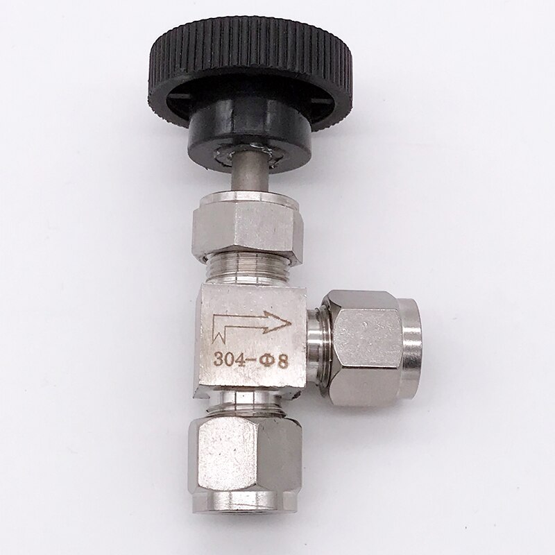 Adjustable Right angle needle 6 8 10 12mm 1/8 1/4 3/8 inch hard tube SS304 Flow Control shut off crane needle valve