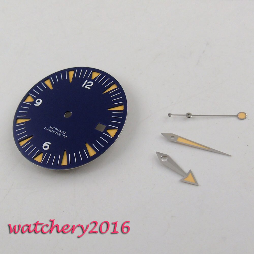 31mm blue sandwich Watch Dial for eta 2824 2836 Movement (dial + hands)