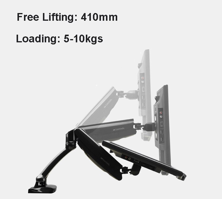 Gasveer Full Motion Desktop 10 &quot;-27&quot; Lcd Monitor Houder Led Computer Arm Mount Met 2 Usb poort Laden 5-10kgs DLB502-H