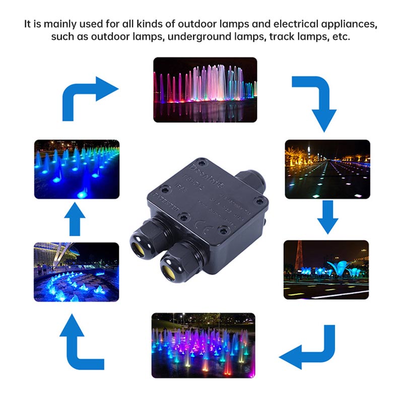 IP68 Waterproof Junction Box 4 Way 234pin 4-14mm Cable Connector Waterproof External Electrical Junction Box for Outdoor Wiring
