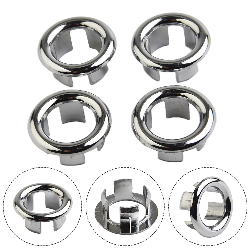 Anillos de cubierta de desbordamiento de fregadero, tapa de drenaje redonda con agujero cromado de plástico ABS, accesorios de repuesto para lavabo de cocina y baño, 4 Uds.
