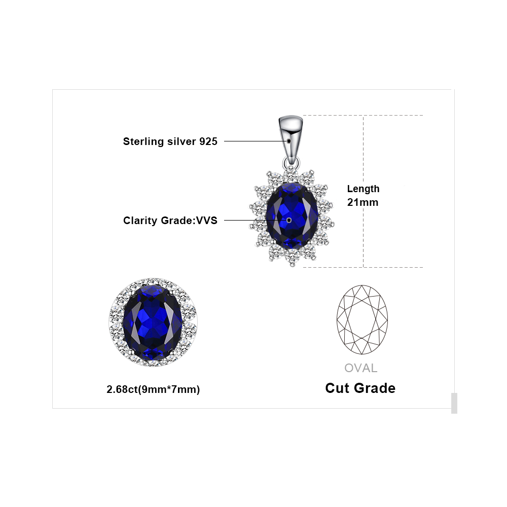 Jewelrypalace Gemaakt Sapphire Hanger Ketting 925 Sterling Zilveren Edelstenen Choker Statement Ketting Vrouwen Zonder Ketting