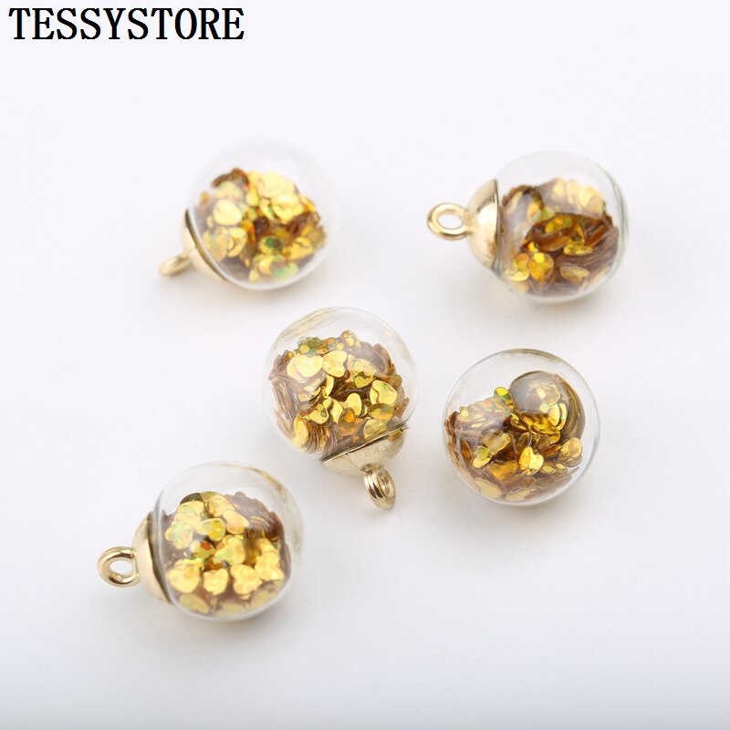 16 millimetri Palla Di Vetro Trasparente Piccolo Ciondolo Con Piccolo Cuore Amoroso All'interno del Pendente Per Monili Che Fanno Della Collana Accessori