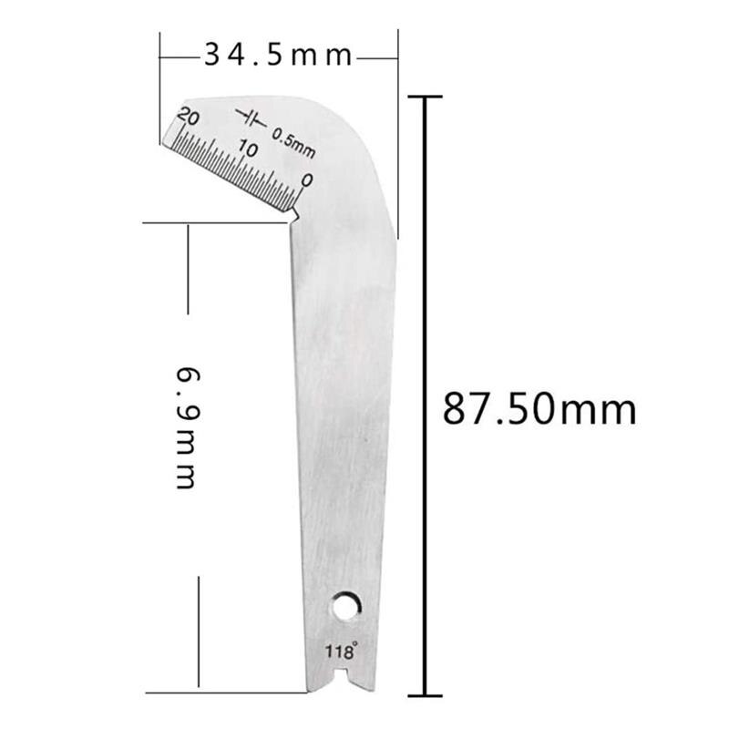 1Pcs Bit Pattern Drill Template Gauge Stainless Steel Corner Front Edge Measuring Twist Drill Bits Angle Gauge Sharpening Tools