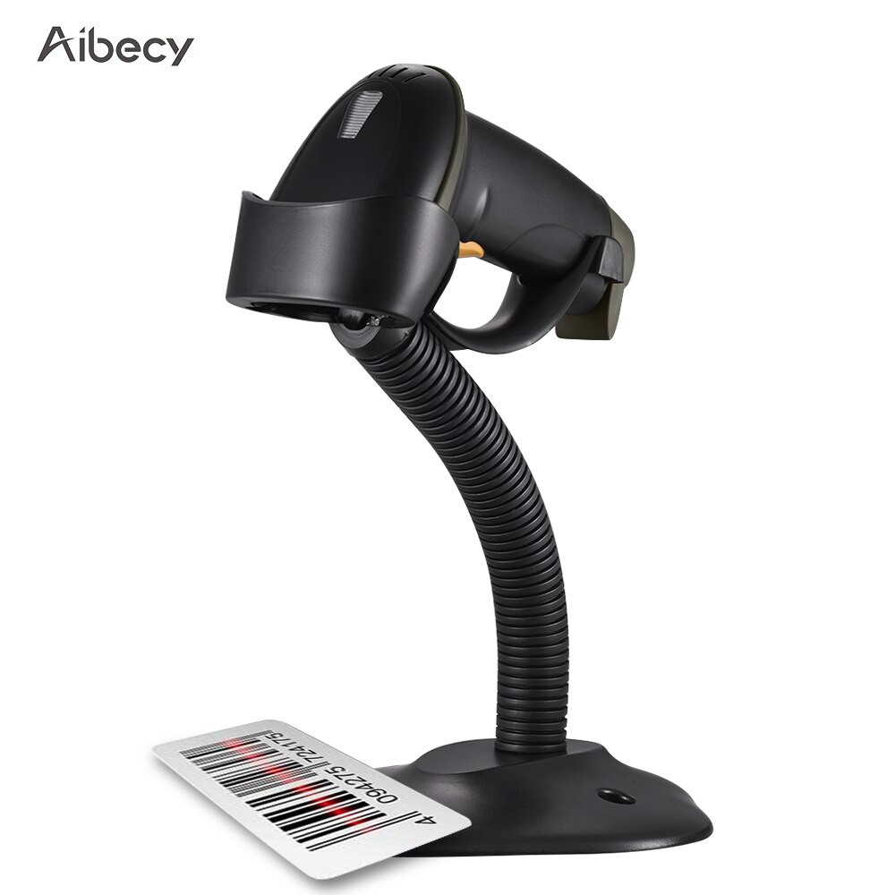 Aibecy Automatische Usb Barcode Scanner Wired Bar Code 1D Scanner Reader Met Verstelbare Standaard Usb Kabel Compatibel