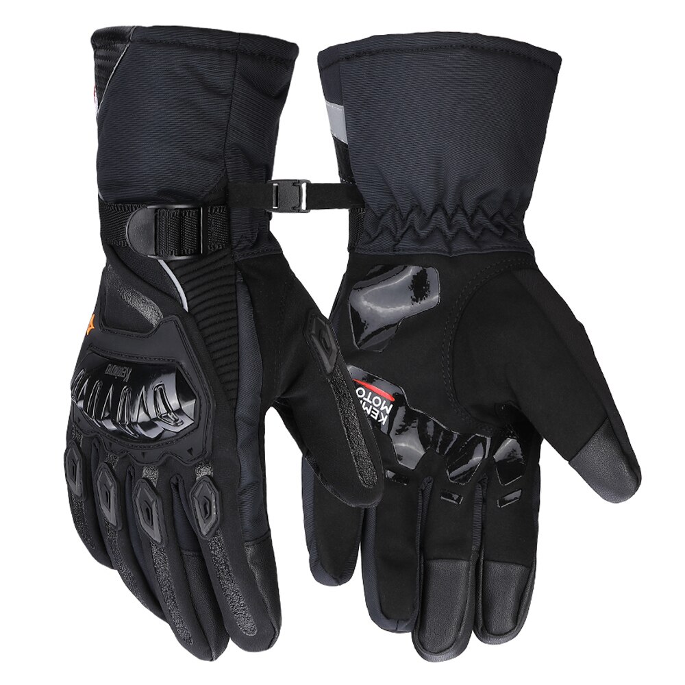 KEMiMOTO Waterproof Winter Motorcycle Gloves Touch Screen Motorcross Windproof Protective Winter Gloves Men Guantes Moto Luvas: Winter glove black / M