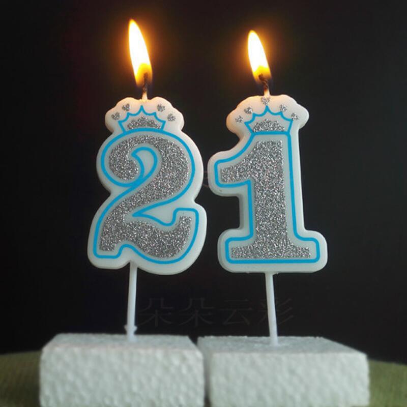 Bougie couleur argent chiffres brillant 0 à 9 ans pour gâteau joyeux anniversaire, couronne en forme de couronne pour mariage et fête pour enfants et adultes