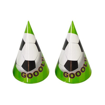 World Cup football children birthday party decoration flag pull mask tablecloth paper plate cutlery set ，baby shower: Hat 6pcs