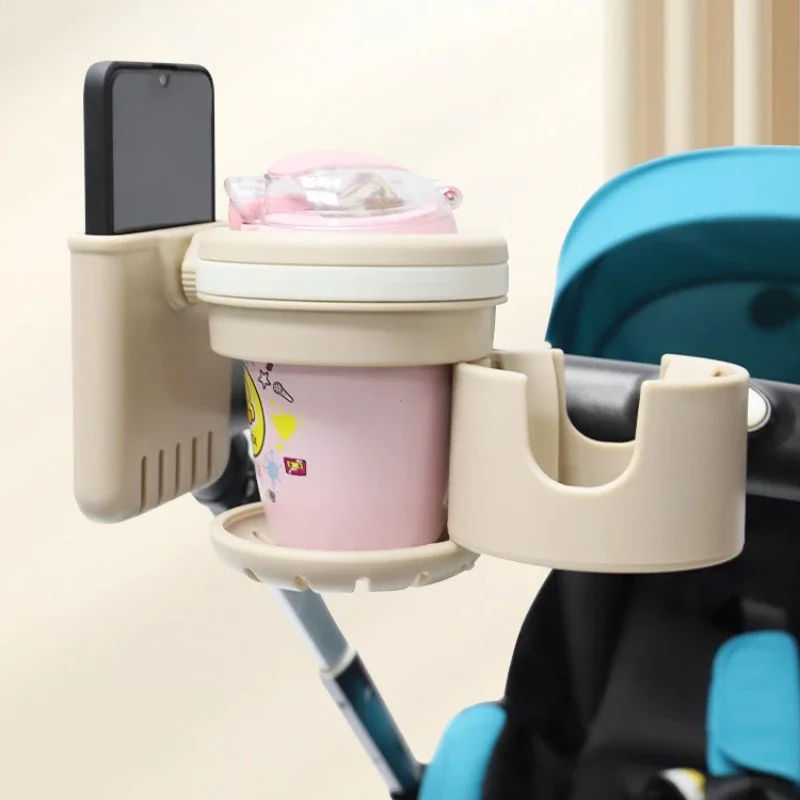 3-in-1 kinderwagen bekerhouder multifunctioneel antislip 360 ° Rotatie koffiehouder en telefoonhouder voor kinderwagenaccessoires