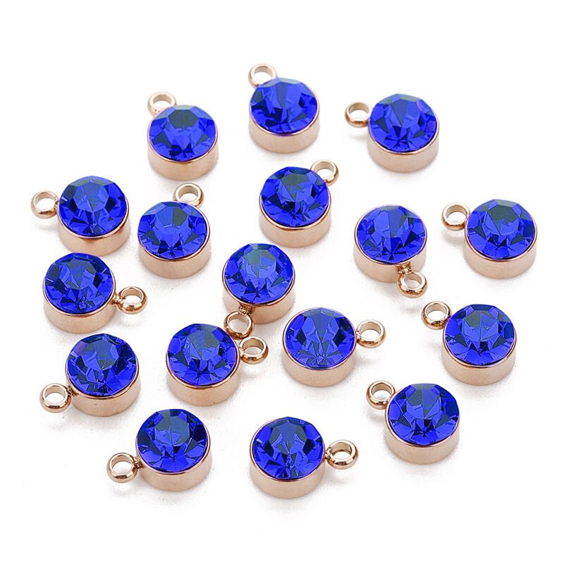 5pcs 12 Colors Stainless Steel Colorful Crystal Charms Cz Rhinestone Birthdaystone Charm &Pendant For Birthday Jewelry Making: sapphire