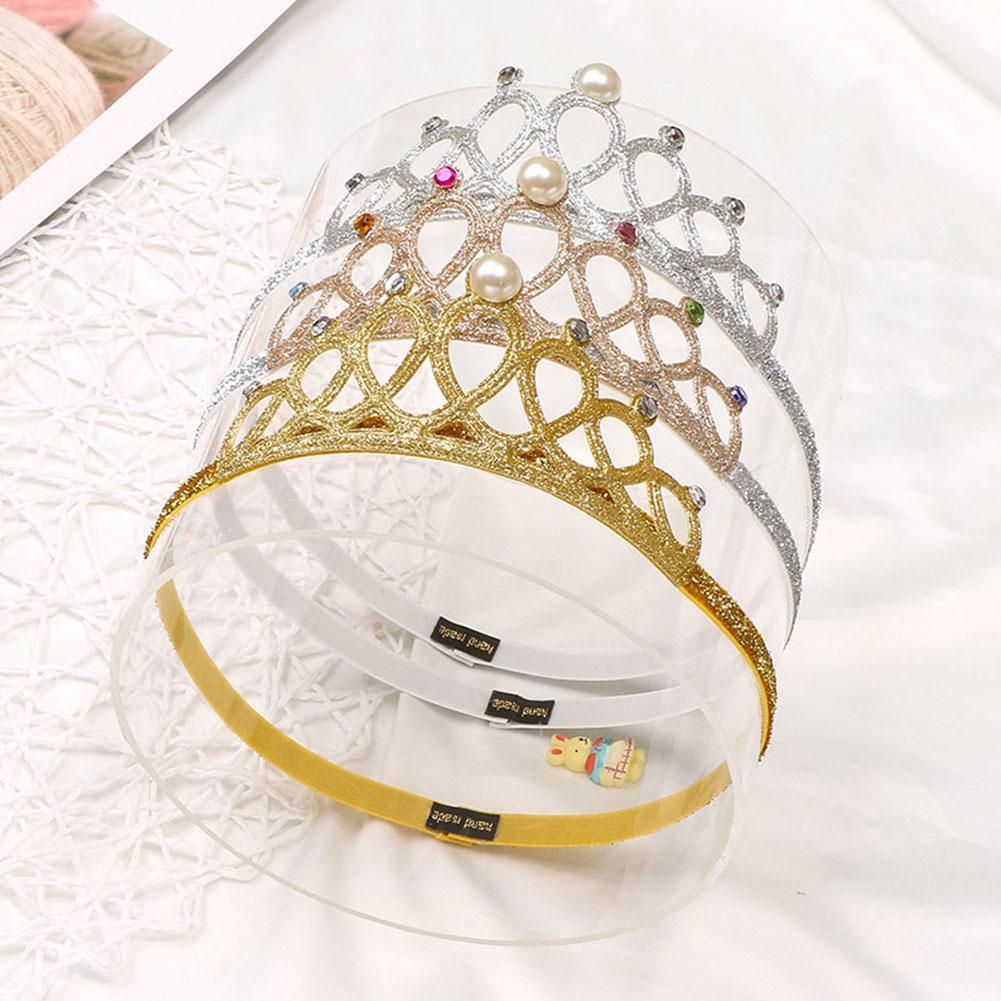 Child Rhinestones Princess Headband Elastic Hair Crown Headband Tiara Kids Headwear For Girls Kids Accessory Party