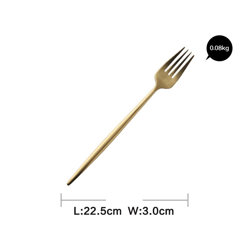 1Pcs Rvs Diner Goud Servies Set Mes Vork Lepel Bestek Set Keuken Servies Spaanse Stijl Westerse Bestek: Golden fork