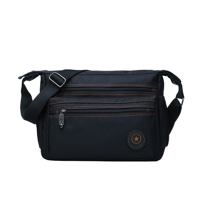 Nylon Crossbody Bags Single Shoulder Bags Travel Casual Handbags message bags Solid Zipper Schoolbags for Teenagers: black