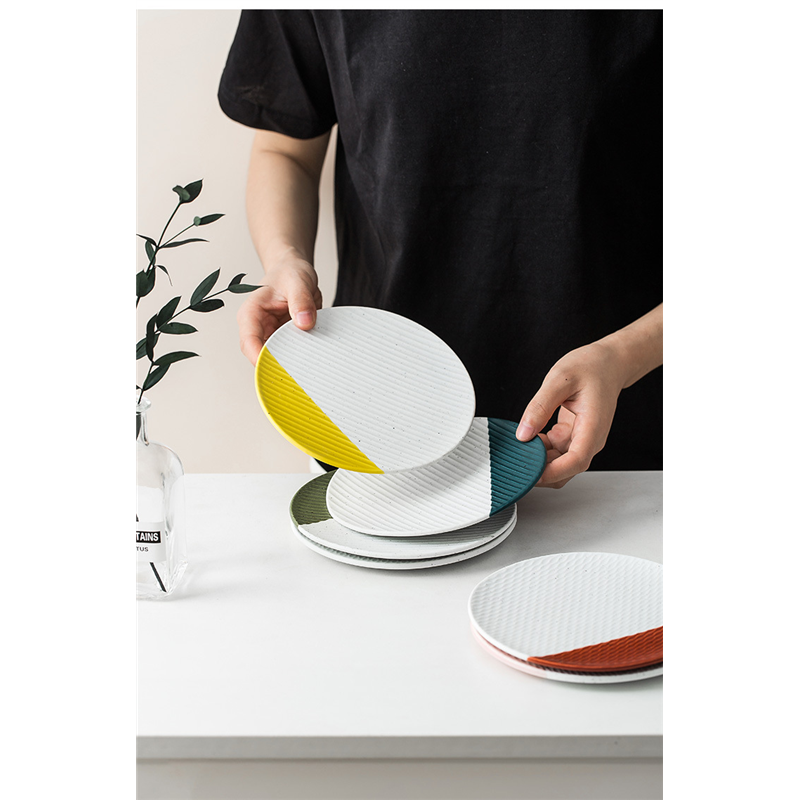 Colorful Dessert Plate Cake Plate Salad Small Flat Plate ware Dessert Round Tableware