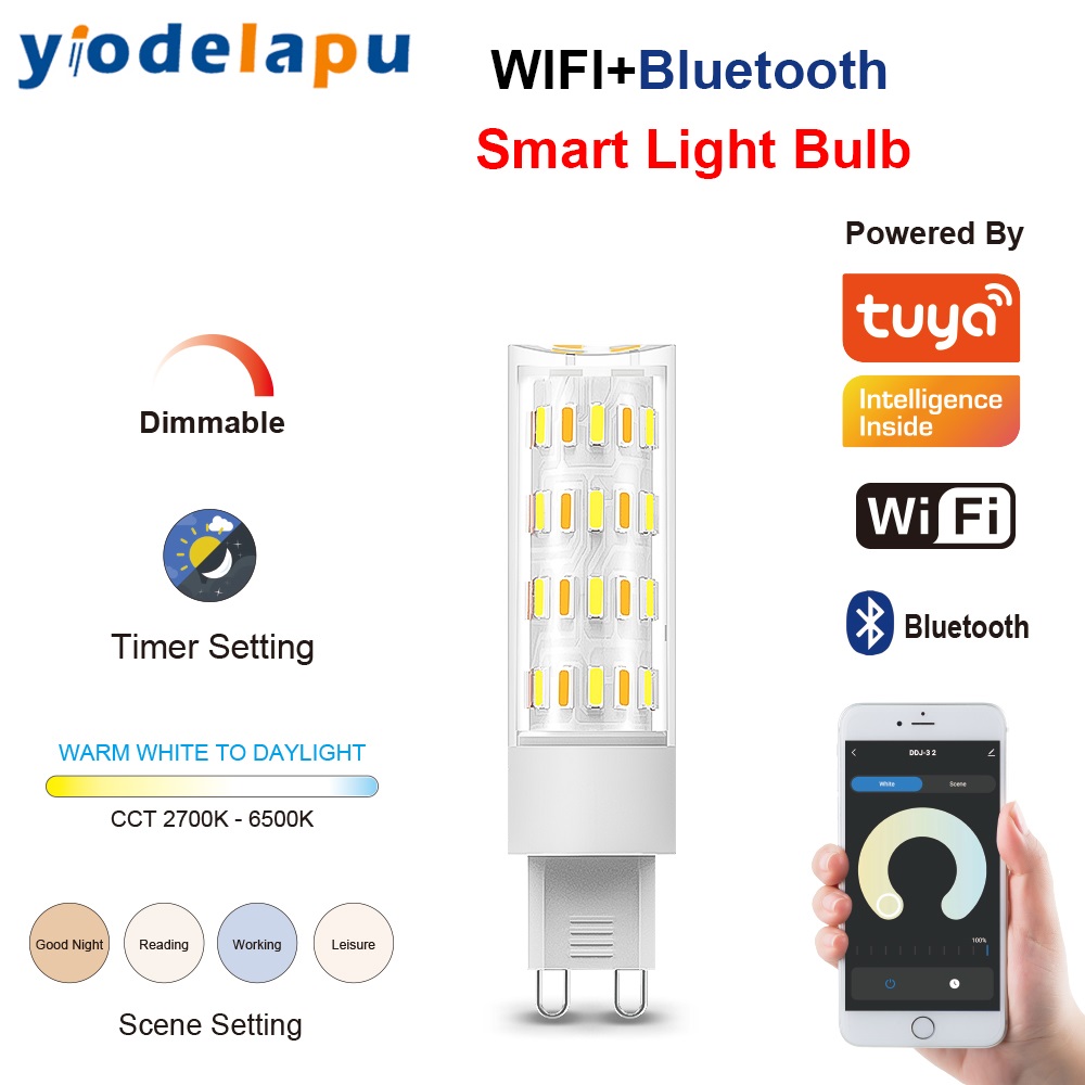 Tuya G9 luz inteligente regulable 2700K-6500K G9 WiFi 5W 6W 7W bombilla LED lámpara inteligente 230V compatible con Alexa Google Home Control de voz