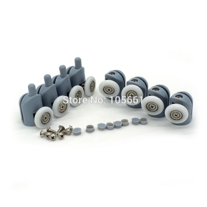 8 Teile/satz Singel oben/Boden Duschtür Rollen Läufer Räder Riemenscheiben 23 MM/25 MM/Schraubdeckel Kappen Geliefert