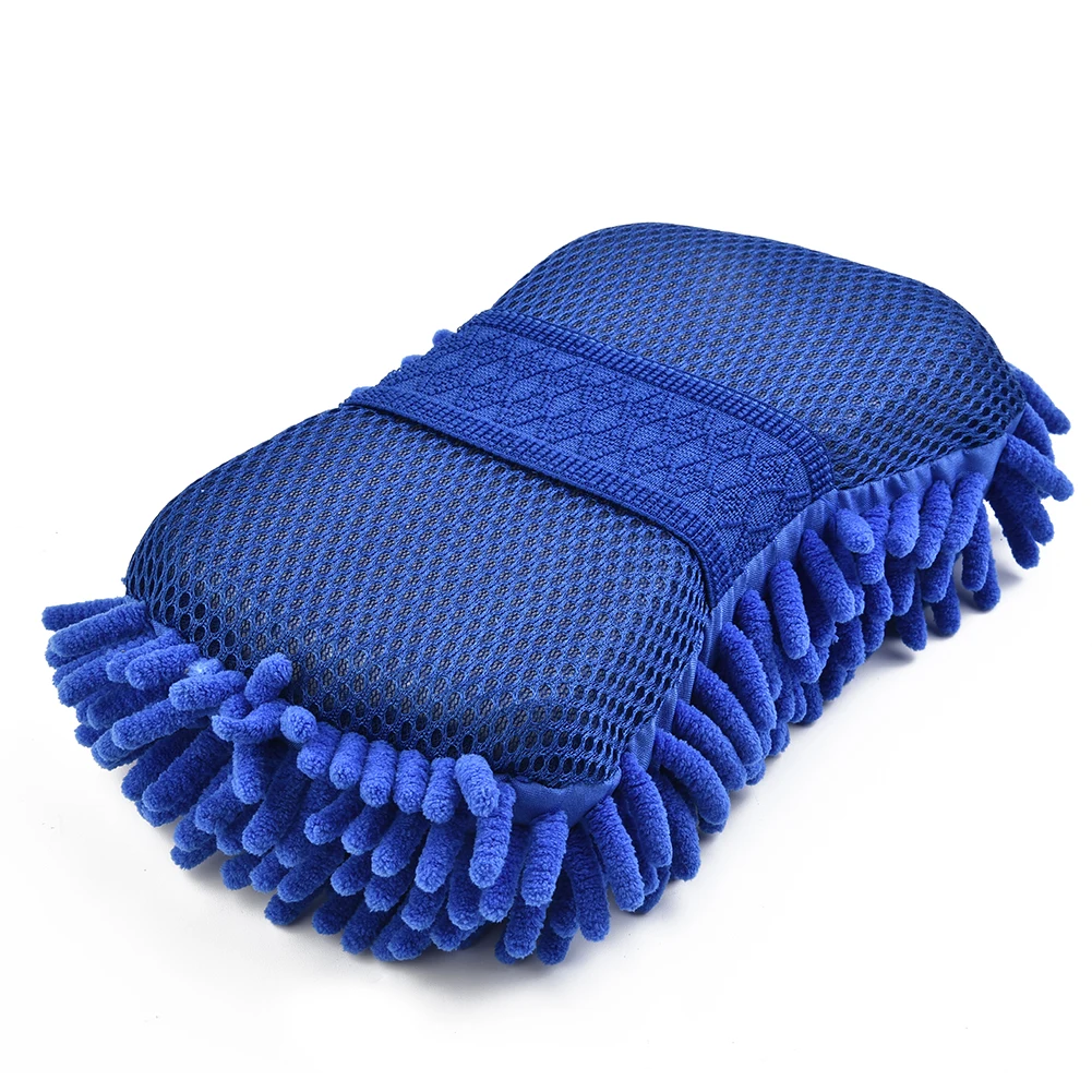 Esponja para lavado de coches de chenilla de microfibra azul, almohadilla para cepillo de lavado, herramienta de limpieza, toalla de lavado automático, guantes, accesorios de estilismo, 1 ud.