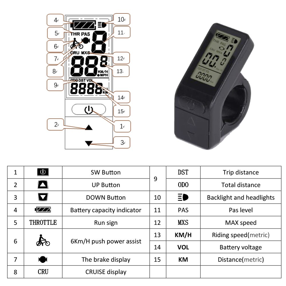 Kt display lcd 4 ebike lcd display 36v 48v elektrisk sykkel tilbehør datamaskin for e bike kt kunteng kontroller