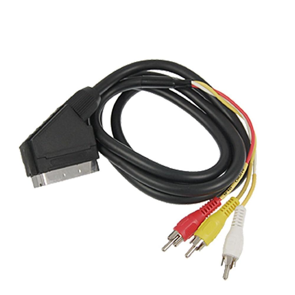 21 -stifts scart-adapter av svart  to 3 rca phono komposit s-video med in/ut-omkopplare scart-adapter av scart till rca triple 3 x phono: Kabel-