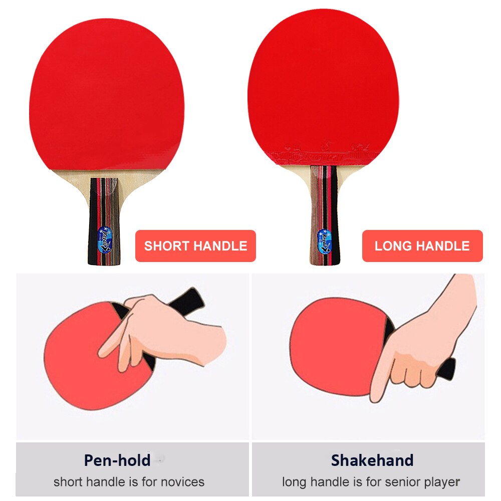 Pingpongbatjes, tafeltennisbatjes, 2 pingpongbats, 3 ballen, lange korte steel, pingpongracket trainingsaccessoires