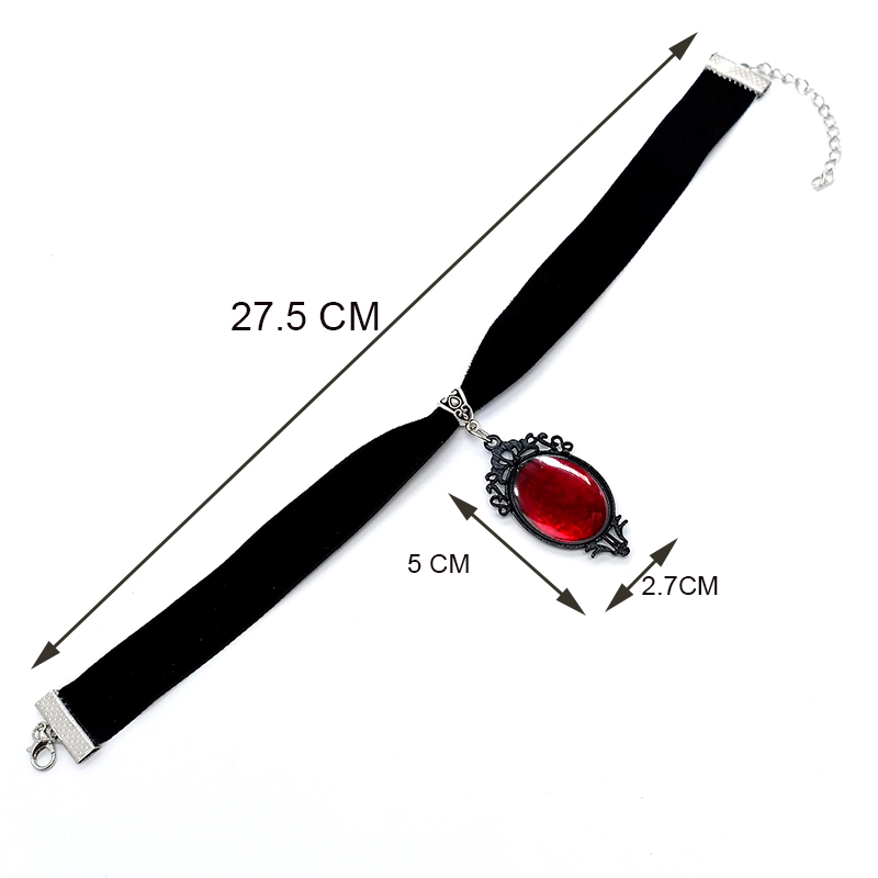 Gargantilla gótica con camafeo de vampiro, collar de terciopelo para mujer, joyería de brujería pagana a la para niñas