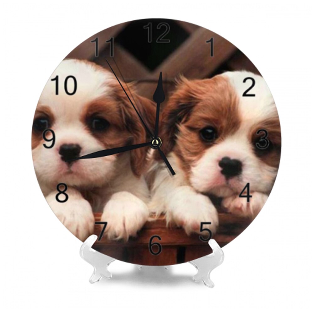 Round Wall-Clock Pet Dogs Pattern Numeral Digital Dial Mute Silent Non-Ticking Battery Operated Clocks Wall Deaor Art: SZA1239