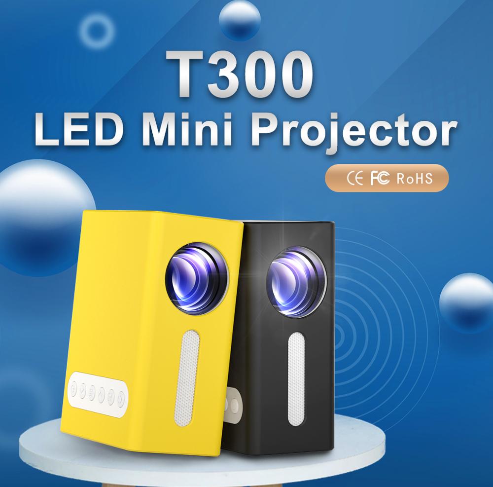 Gele Led Mini Projector T300 320X240 Pixels Ondersteuning 1080P Hdmi Usb Draagbare Proyector Home Media Speler Kids Vs YG300