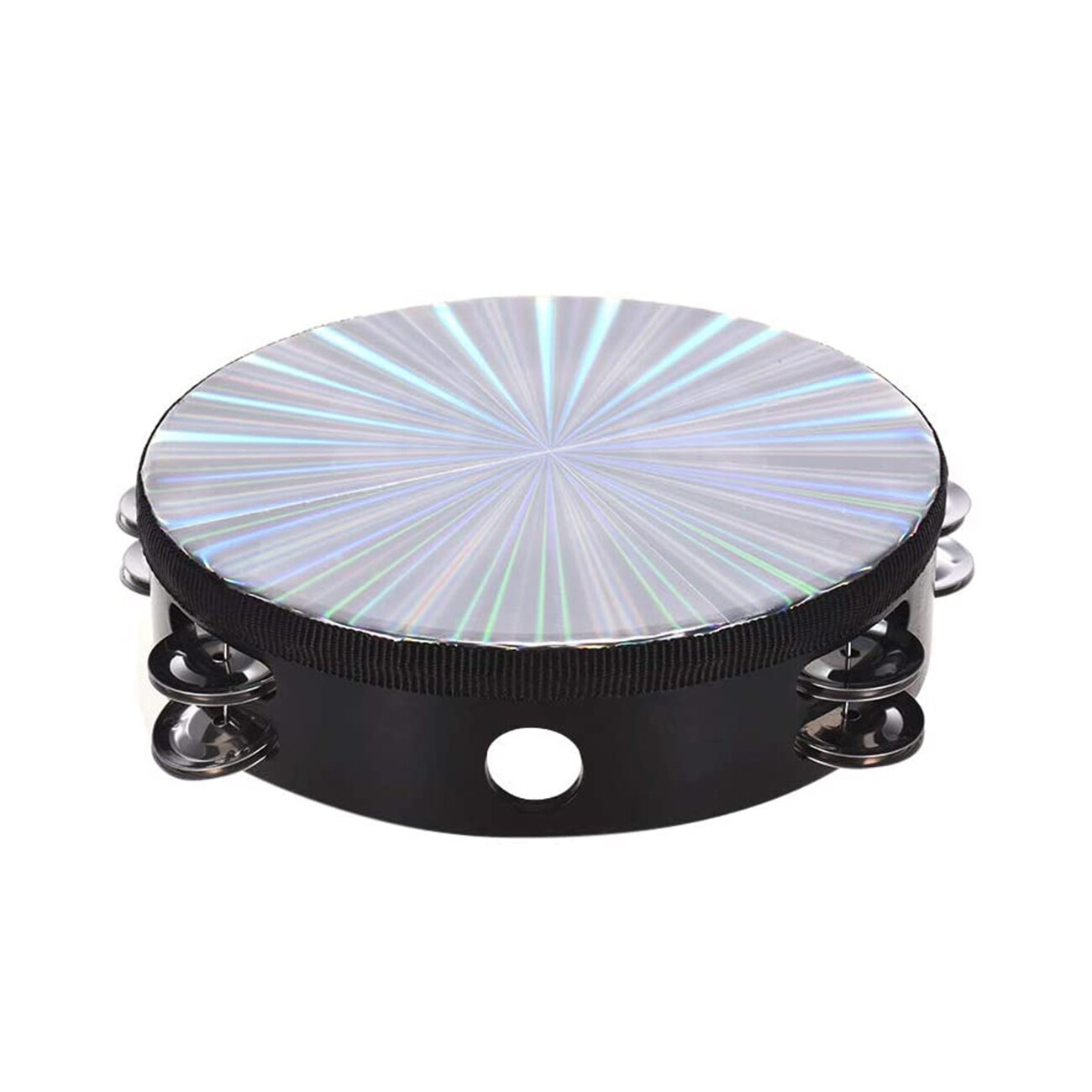 Drewniany promienny tamburyn dzwonek ręczny bęben ręczny odblaskowy instrument perkusyjny zabawka tańcząca śpiewająca akompaniament: 8 cal