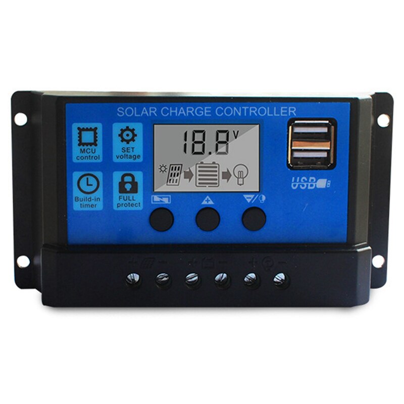 30A Solar Charge Controller With 5V Dual USB Ports Display Adjustable Parameters LCD Display And Timer Set On/Off Time: Default Title