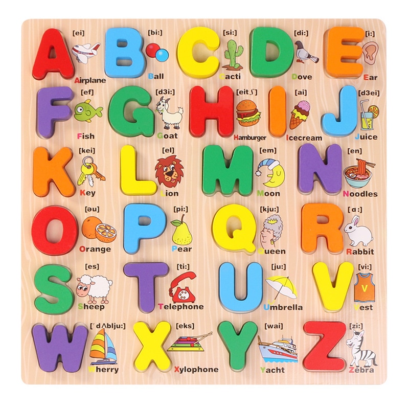 Træ alfanumerisk bord barn form kognitiv hånd grab bord barn tidlige læring bord dekoration legetøj til børn
