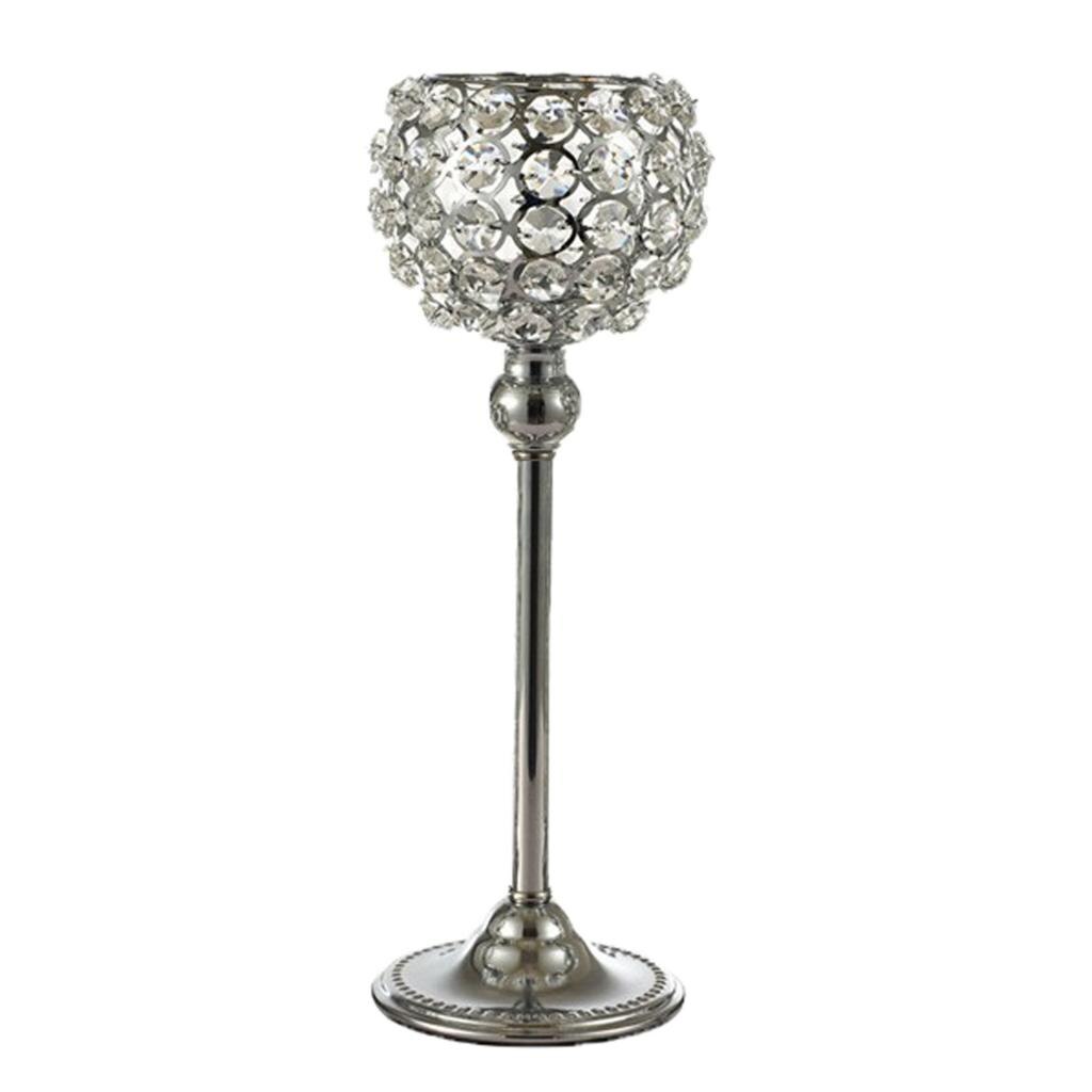Krystall telys lysestake lysestake glass søyle lysestaker bryllup bord midtdeler fest hjemmedekorasjon: 30cm sølv