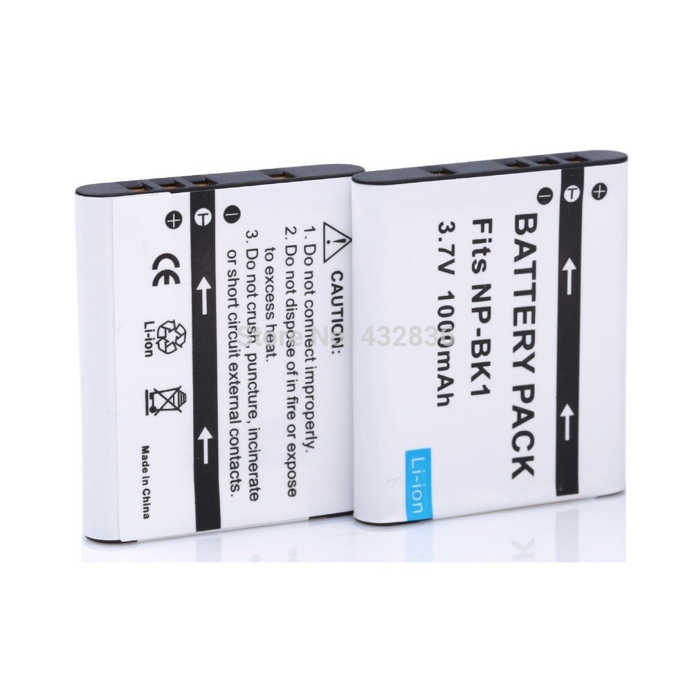 1000 mAh 2 stuks NP-BK1 BK1 Li-Ion digitale camera batterij + Lader Voor Sony Cyber-shot DSC-S950 S980 DSC S750 S780