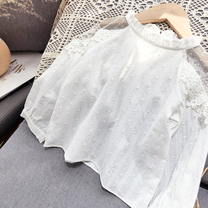 LOVE DD & MM-camisetas informales para niña, camisa de manga larga con lunares calados de encaje, trajes, ropa para niño, disfraz para niño