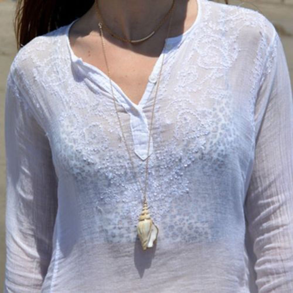 Bohemian Cowrie Conch Shell Pendant Necklace for Women Simple Style Ocean Sea Beach Necklaces Boho Shell Jewelry