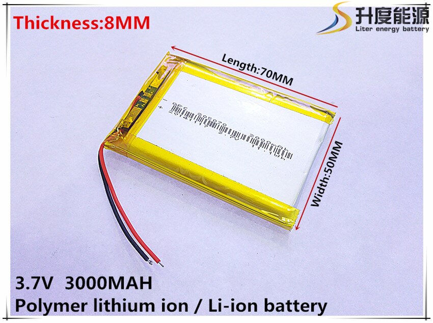 1 stks/partij 805070 3.7 V lithium polymeer batterij 3000 mah DIY mobiele noodstroom opladen schat batterij