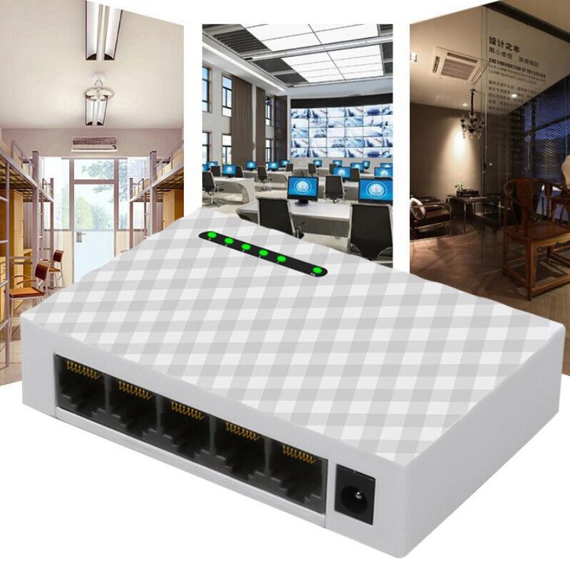 5-Port Desktop 1000 Mbps Network Switch Gigabit Fast RJ45 Ethernet Network Switcher LAN Switching Hub Adapter-EU Plug