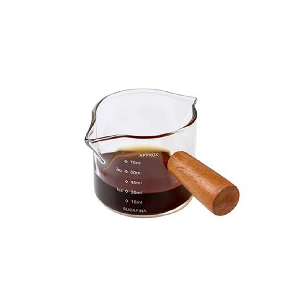 Misurino in vetro con manico in legno 1pc misurino per caffè caffè espresso in vetro doppia bocca singola caffè al latte tazza trasparente forniture per caffè: Arancione