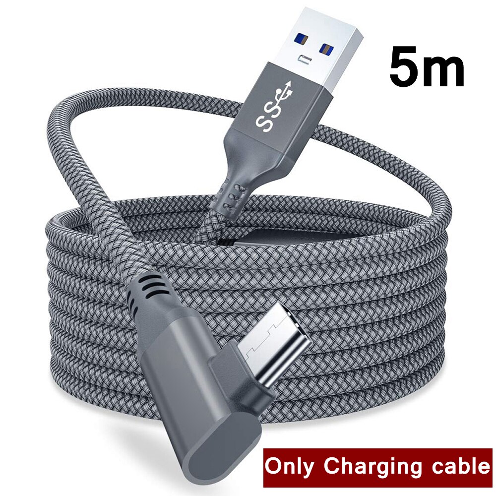 5M 3M USB-C Charge Cable For Oculus Quest 2 Link Data Transfer Fast Charges Cables for Quest2 VR Virtual Reality Accessories Set: 5m Cable