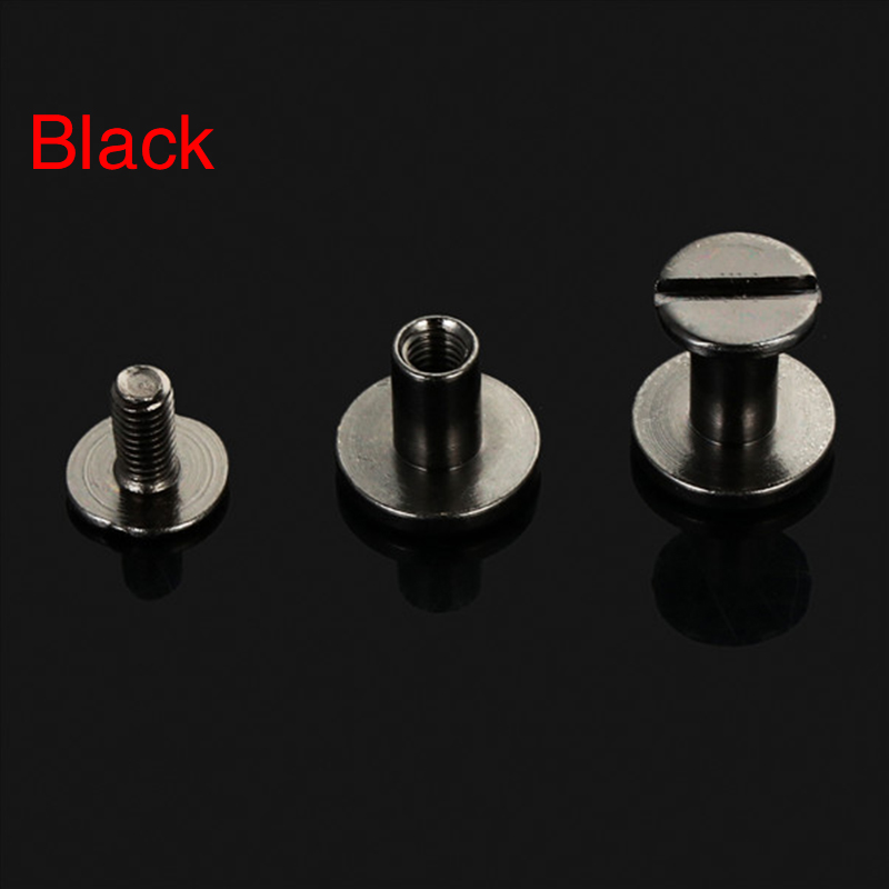 10 ensembles 5mm/6.5mm/8mm solide vis clou Rivet Double tête plate ceinture/sangle Rivets bagages cuir métal artisanat cuivre de: Black / 5mm