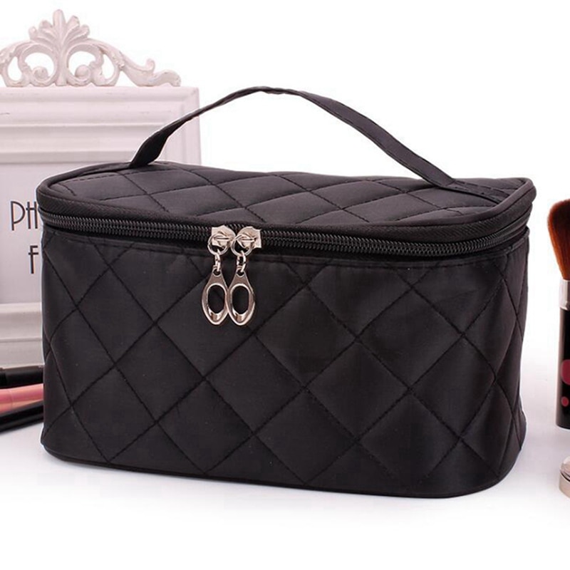 Kvinder rejser kosmetiktasker diamantgitter lynlås mænd makeuptasker arrangør skønhed toilettaske badevask makeup kits etui