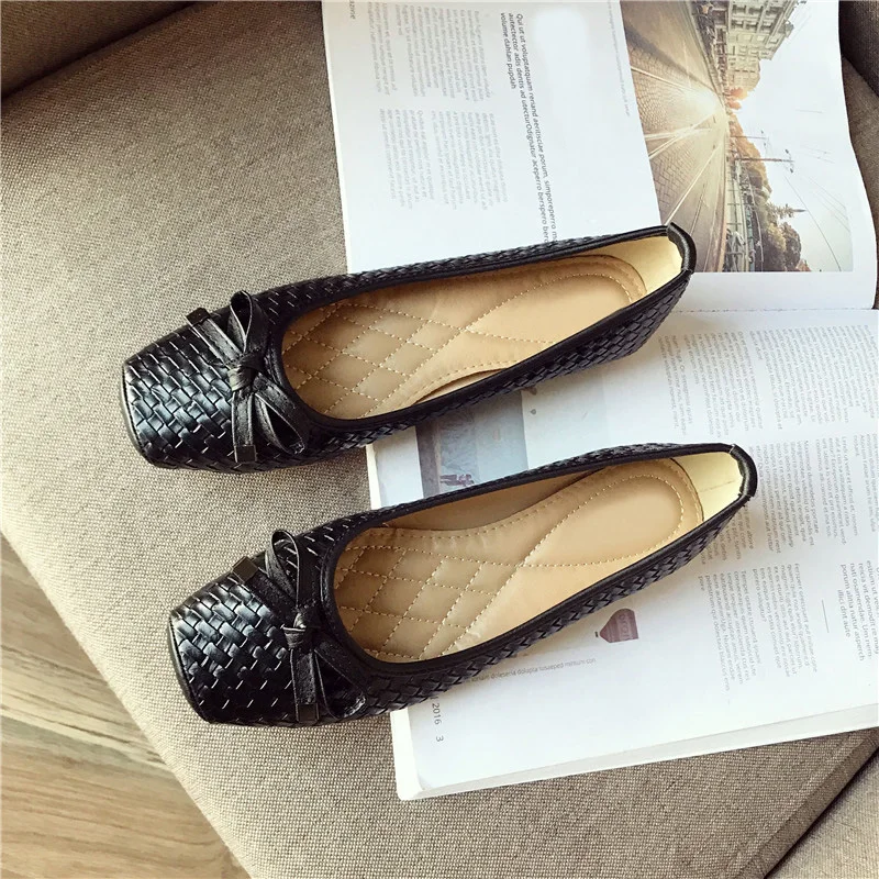 2024 frühling Sommer Ballerinas Frauen Einzelnen Schuhe Elegante Flache Damen Schwarz Blau Plus Größe 41 D061: Schwarz / 6,5