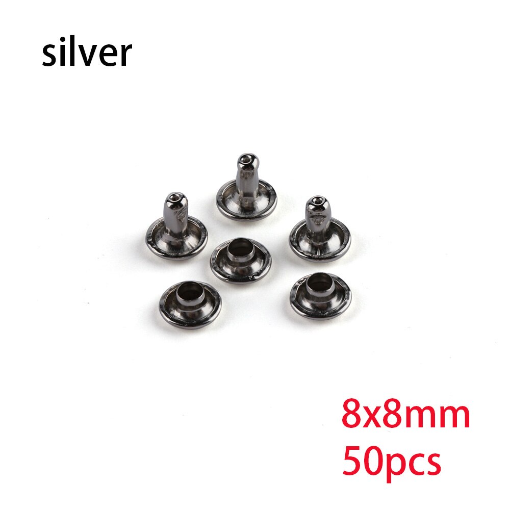 50PCS Spikes Studs Double-Sided Screw Rivets Spike for Shoes Belt Bag Crafts DIY Sewing Garment Bracelet Leathercraft Accessory: silver-8X8mm