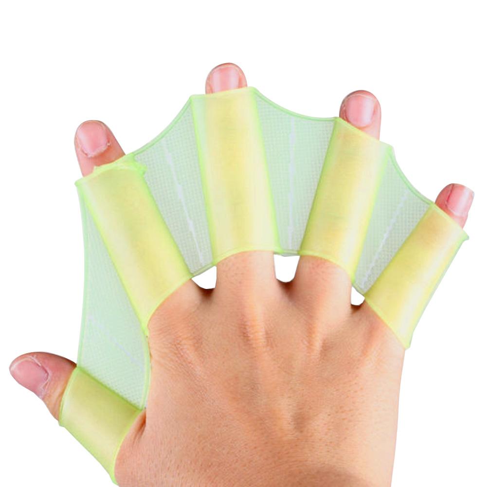 Aletas de natación de silicona, manoplas de mano, guante de entrenamiento Web, accesorios de deportes al aire libre, , 1 par,: green / L