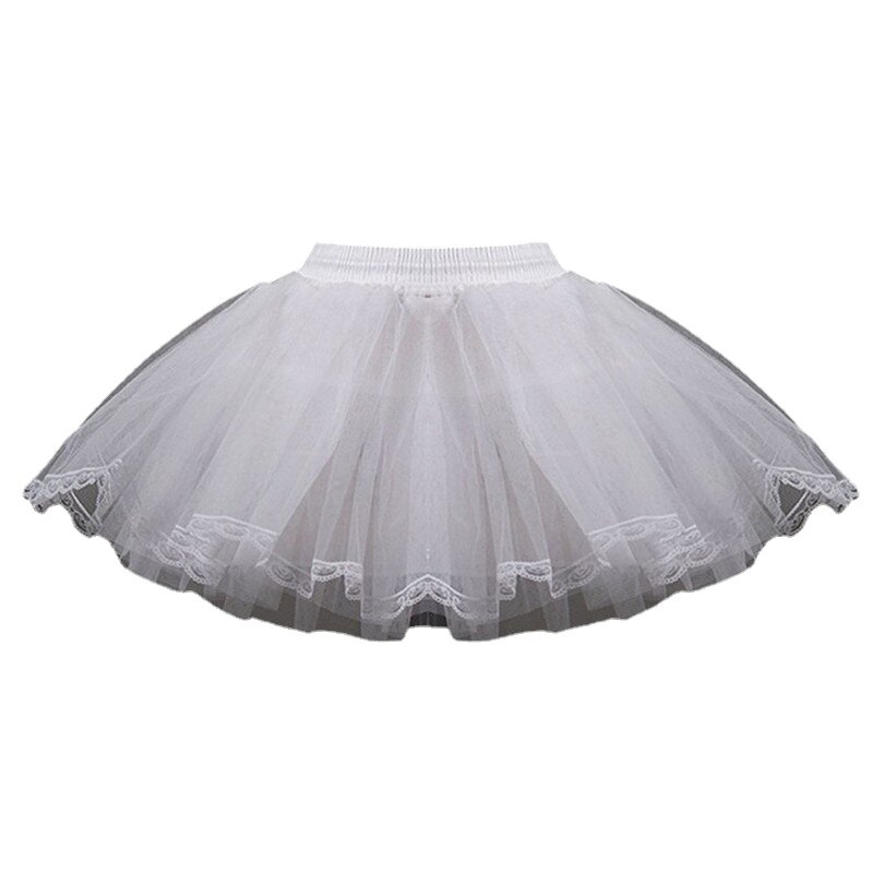 White Short Girls Wedding Petticoats Three Layers Lace Edge Tulle Boneless Petticoat Simple Mini Underskirts For Children