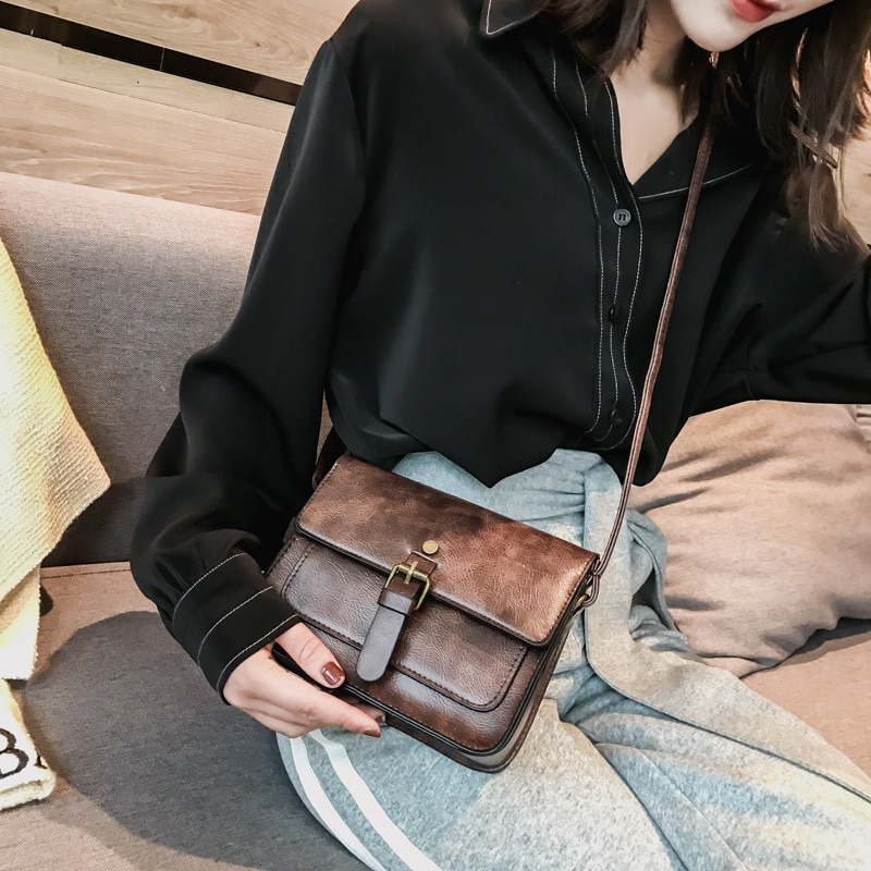 Vintage Women Flap Casual Leather Shoulder Bags Lady Crossbody Messenger Bag Envelop Clutch Purse