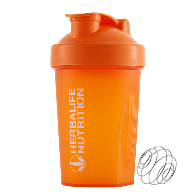 Sport Shaker Fles Wei-eiwit Milkshake Mengen Fles Sport Fitness Gym Roerder Draagbare Outdoor Plastic Drink Fles 400Ml: orange