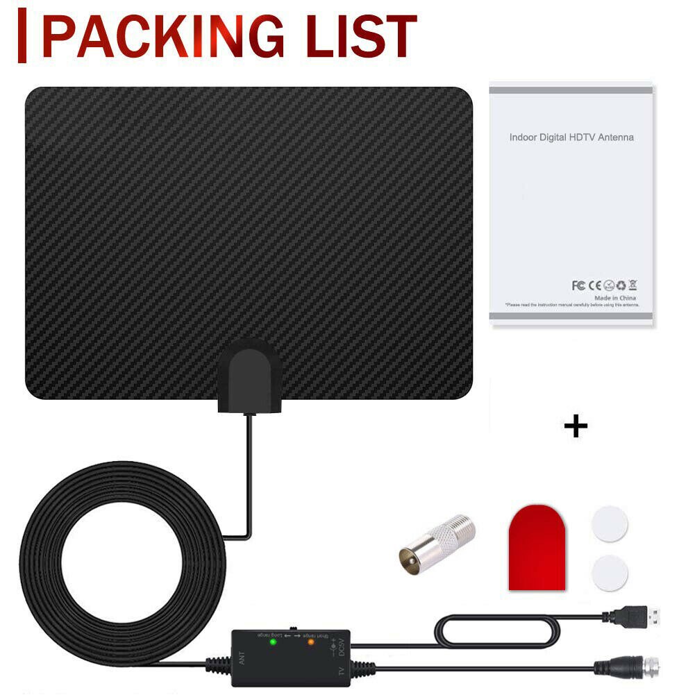 210 Miles Receiver USB Aerial Clear Digital HDTV Signal Booster Freeview Easy Install Indoor TV Antenna 5v Coax Cable 4K 1080P