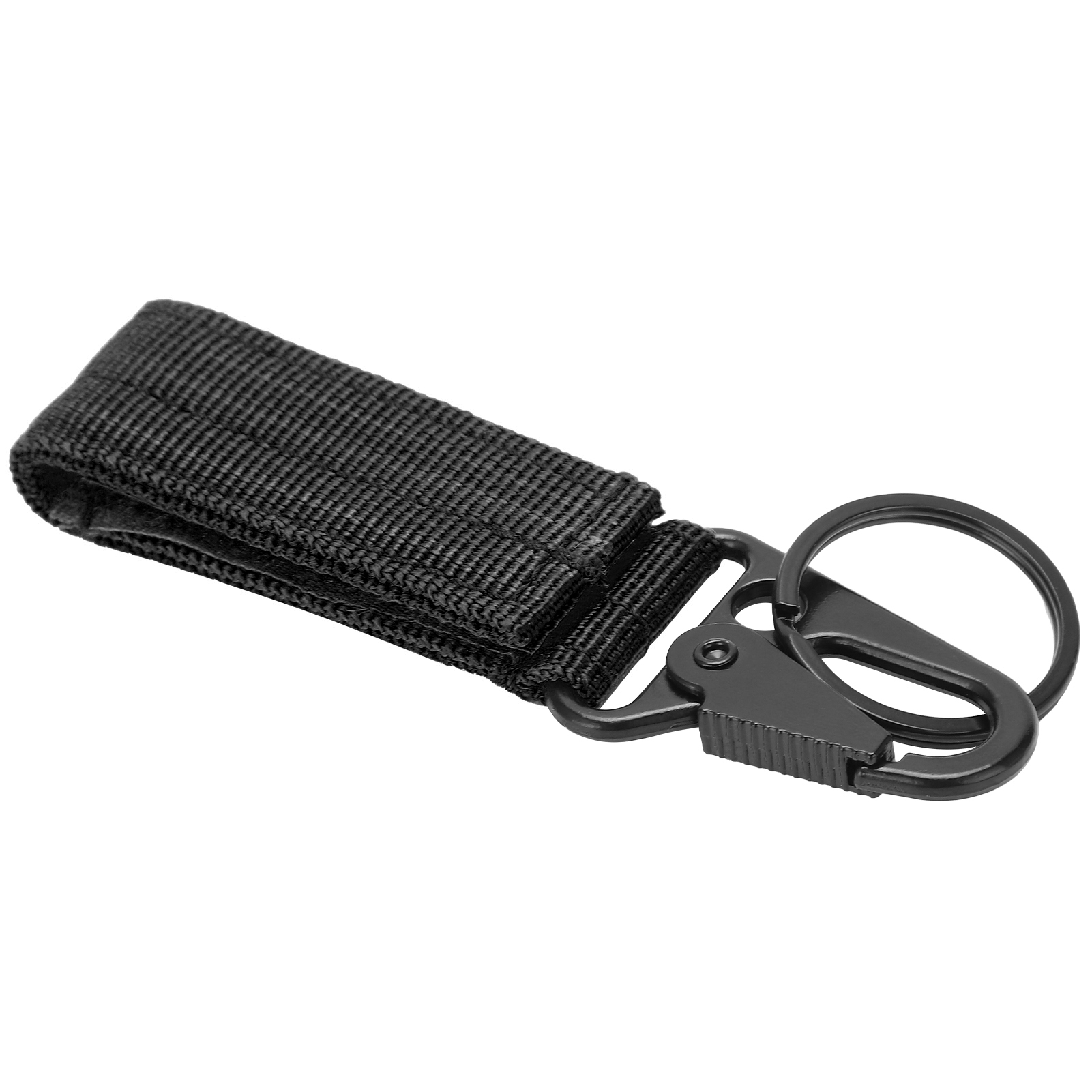 Porte-clés de ceinture d'extérieur, mousqueton, sangle à crochet et boucle, porte-clés, clip, cintre: Black